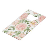 Elegante roze rozentuin kredietkaart flessenopener (Achterkant Gekanteld)