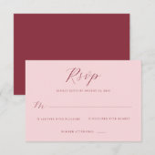 Elegante Roze RSVP kaart (Voorkant / Achterkant)