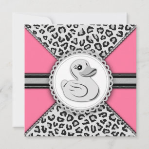 Elegante Roze Rubberen Eend Baby Shower Kaart