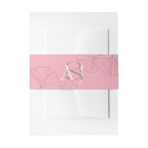 Elegante Roze & Saliegroen Ginkgo Bruiloft Uitnodigingen Wikkel