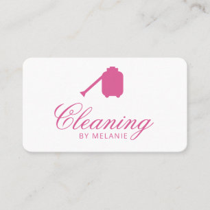 Elegante Roze Schoonmaakservice Bedrijfskaart Visitekaartje