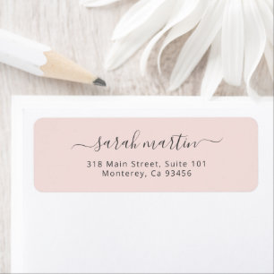 Elegante Roze Schrift Eenvoudig Retouradres Etiket