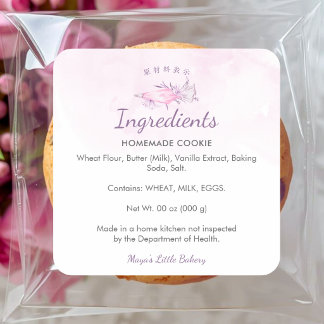 Elegante Roze Spuitzak Bakkerij Ingrediënt Product Vierkante Sticker
