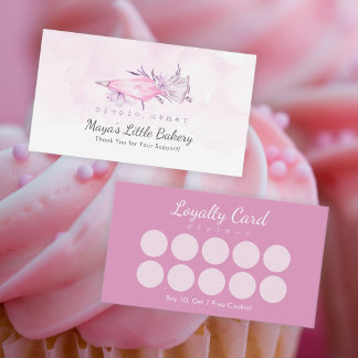 Elegante Roze Spuitzak Bakkerij Loyaliteit Visitekaartje
