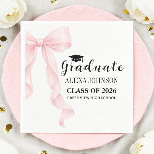 Elegante Roze Strik Afstudeerhoed Afgestudeerde Servet