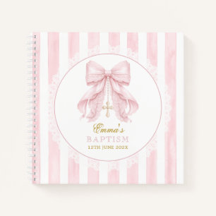 Elegante Roze Strik Baby Meisje Strepen Notitieboek