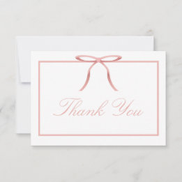 Elegante Roze Strik Baby Shower Bedankkaart