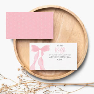 Elegante Roze Strik Baby Shower Luier Raffel Ticke Informatiekaartje