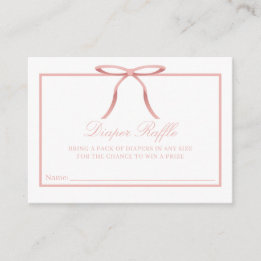 Elegante Roze Strik Baby Shower Luier Raffle Kaart
