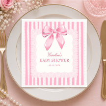 Elegante roze strik baby shower papieren servetten