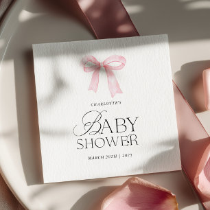 Elegante Roze Strik Baby Shower Servet