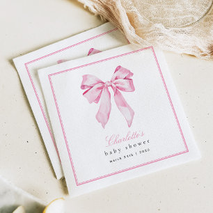Elegante Roze Strik Baby Shower Servet