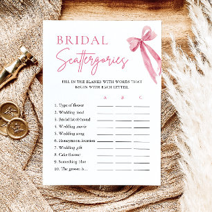 Elegante Roze Strik Bruids-Scattergories Spel Kaart