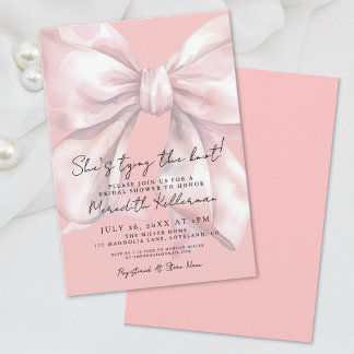 Elegante Roze Strik Bruidsdouche Kaart