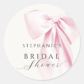 Elegante roze strik bruidsdouche sticker (Voorkant)