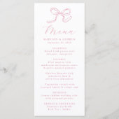 Elegante Roze Strik Bruiloft Menu (Voorkant)