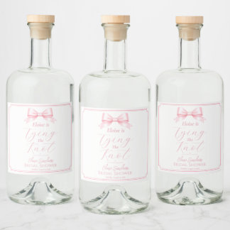 Elegante roze strik bruiloftsfeest drankje likeurfles etiket