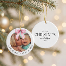 Elegante Roze Strik Eerste Kerstmis als Moeder Fot