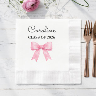 Elegante Roze Strik Gebruikersnaam Afgestudeerde Servet