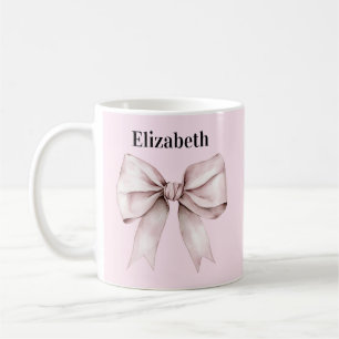 Elegante roze strik Gepersonaliseerde naam Koffiemok