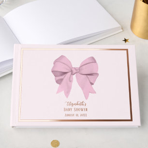 Elegante Roze Strik Het is een Meisje Baby Shower Gastenboek