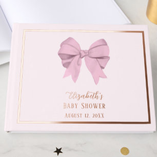 Elegante Roze Strik Het is een Meisje Baby Shower  Gastenboek