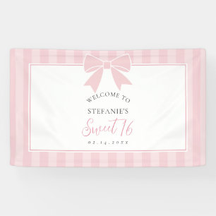 Elegante Roze Strik Meisje Sweet 16 Verjaardag Wel Spandoek