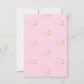 Elegante Roze Strik Nep Goud Glitter Bruids- Bedankkaart (Achterkant)