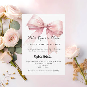 Elegante roze strik Quinceanera Kaart