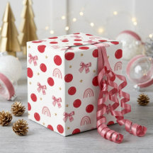 Elegante Roze Strik Rode Stippen Kerstmis Regenboo