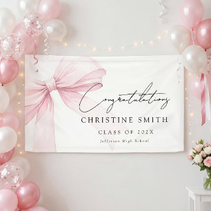 Elegante Roze Strik Tekst Gefeliciteerd Banner