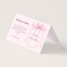 Elegante Roze Strik Thema Boeken voor Baby Kaart