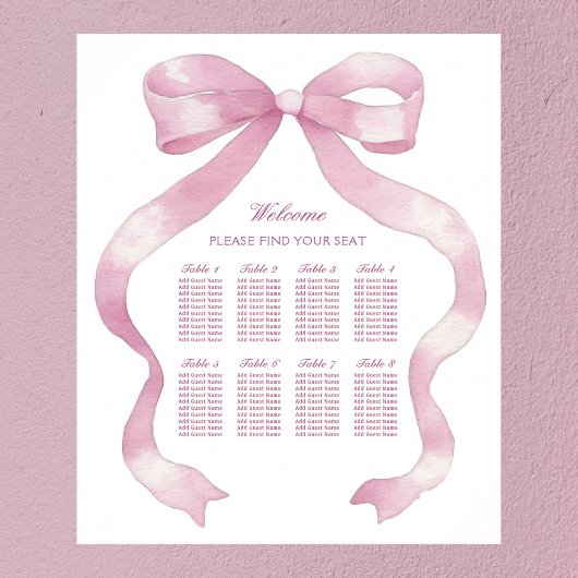 Elegante Roze Strik Zittijd Grafiek Poster