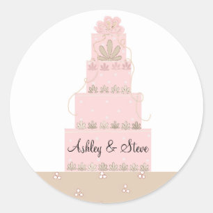 Elegante Roze Taart Save the Date Ronde Sticker
