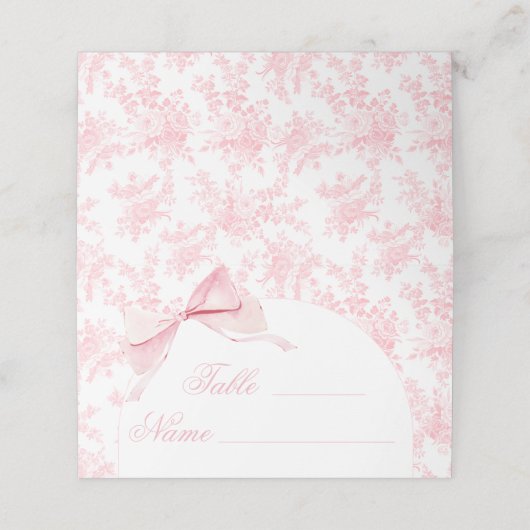 Elegante Roze Toile Bloemen Bow Tafelnummers Tent (Buitenkant ongevouwen)