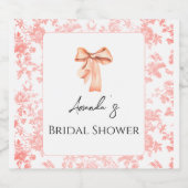 Elegante Roze Toile Bloemige Bruidsontbijt Brunch Sparkling Wijnetiket (Enkel label)