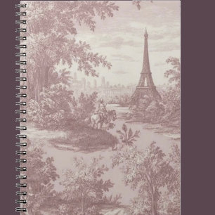 Elegante Roze Toile de Jouy Frans Landelijk Scene Notitieboek