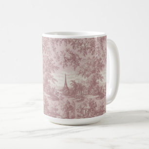 Elegante roze Toile de Jouy Franse Country Scene Koffiemok