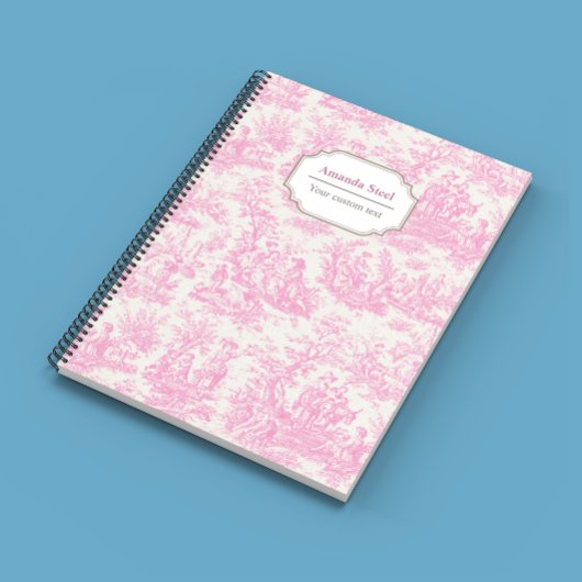 Elegante roze toile de jouy klein notitieboek