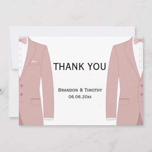 Elegante Roze Trouw Dankkaartjes voor Homoparen Bedankkaart (Voorkant)