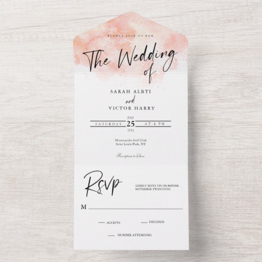 Elegante Roze Trouw Uitnodiging Alles In Eén (Binnen)