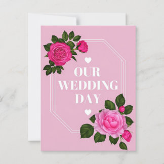 Elegante Roze Trouwdag Uitnodiging Kaart Design
