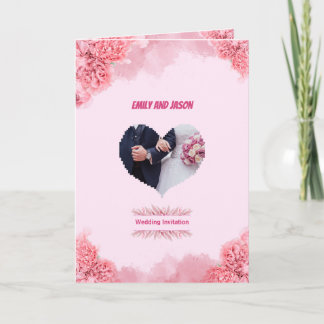 Elegante roze trouwuitnodiging