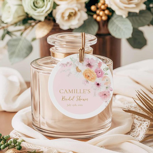 Elegante Roze Tuin Bruidsfeest Bedankjes Labels