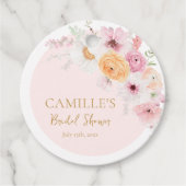 Elegante Roze Tuin Bruidsfeest Bedankjes Labels (Voorkant)