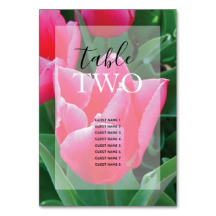 Elegante Roze Tulp Huwelijks Gast Namen Kaart