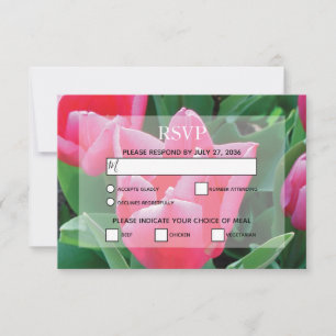 Elegante Roze Tulp Huwelijks RSVP Kaarten Kaartje