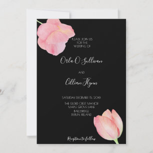 Elegante Roze tulp - minimalistische moderne trouw Kaart
