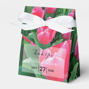 Elegante Roze Tulp Trouwfeest Bedankdoosjes