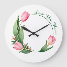 Elegante Roze Tulpen Bloemenkrans "Love You Mama" Grote Klok